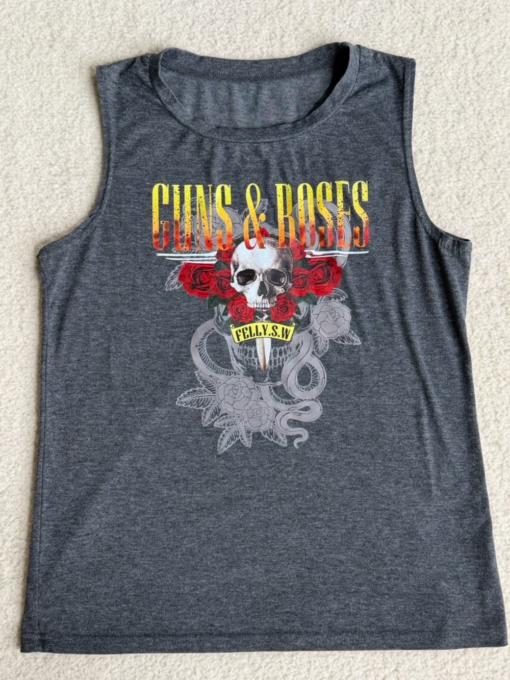 Guns & Roses Graphic Tank Top - Dark Gray Medium M